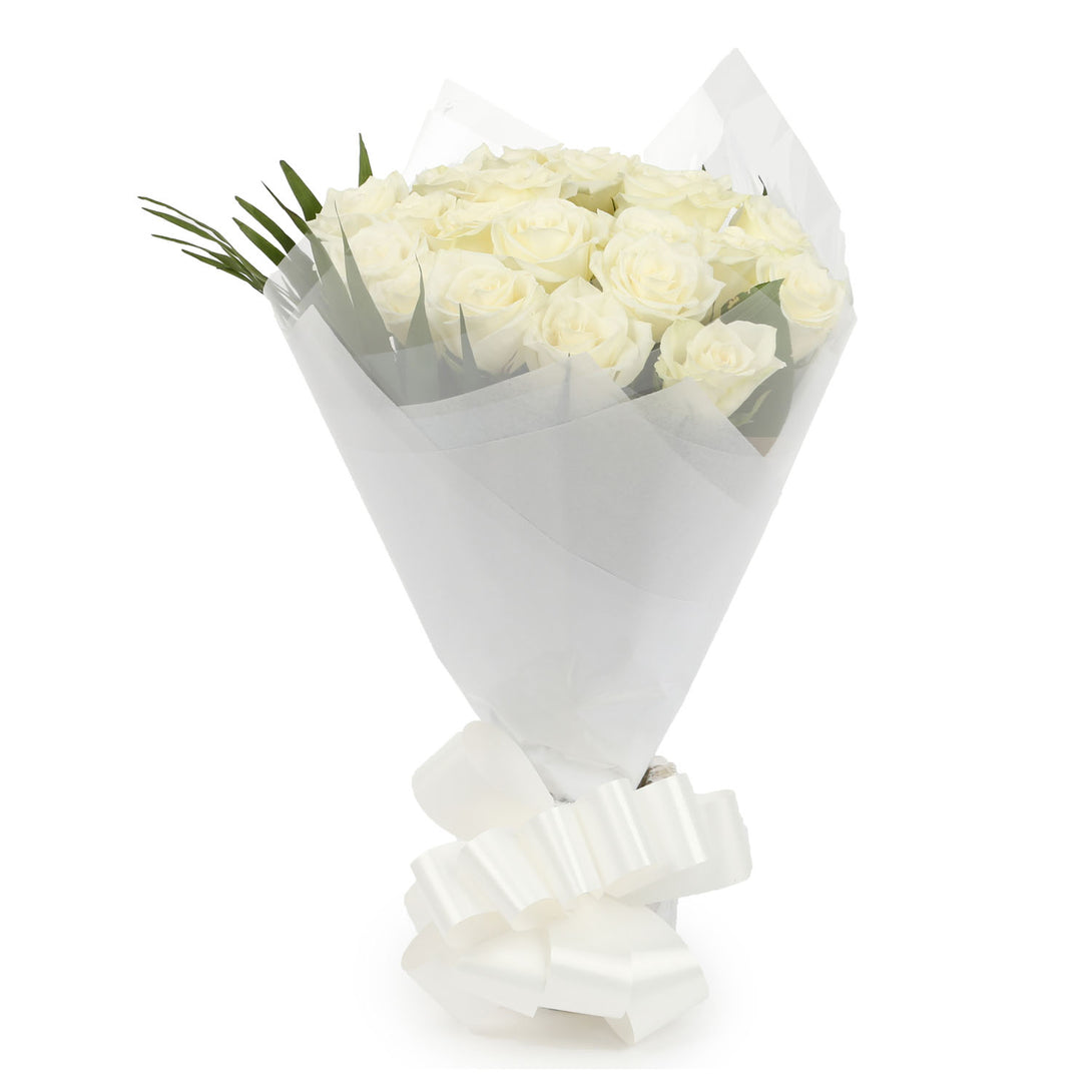 20 White Roses Bouquet & Thank You Balloon – Bouquetsbypost