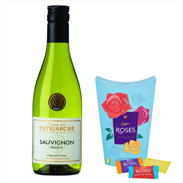 Patriarche Sauvignon Blanc 18.7cL & Roses Chocolate Gift