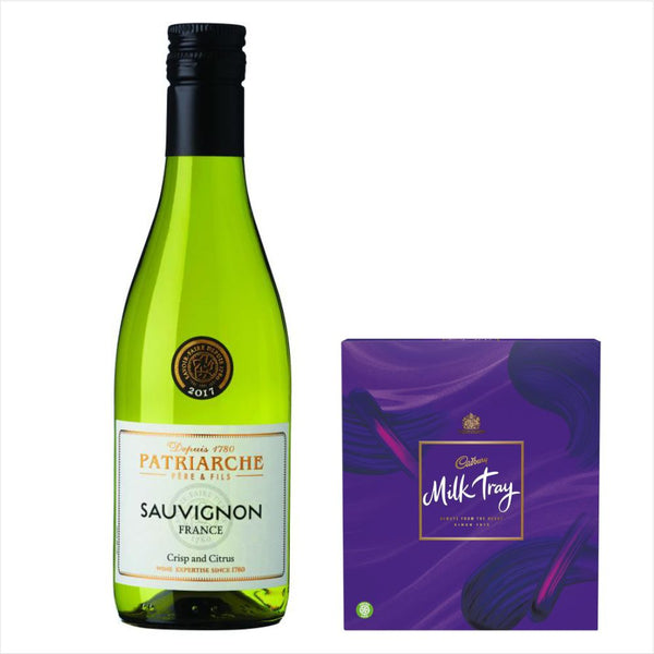 Patriarche Sauvignon Blanc 18.7cL & Milk Tray Chocolate Gift