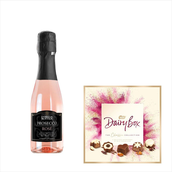 Botter Prosecco Rose 200ml & Milk Tray Chocolate Gift