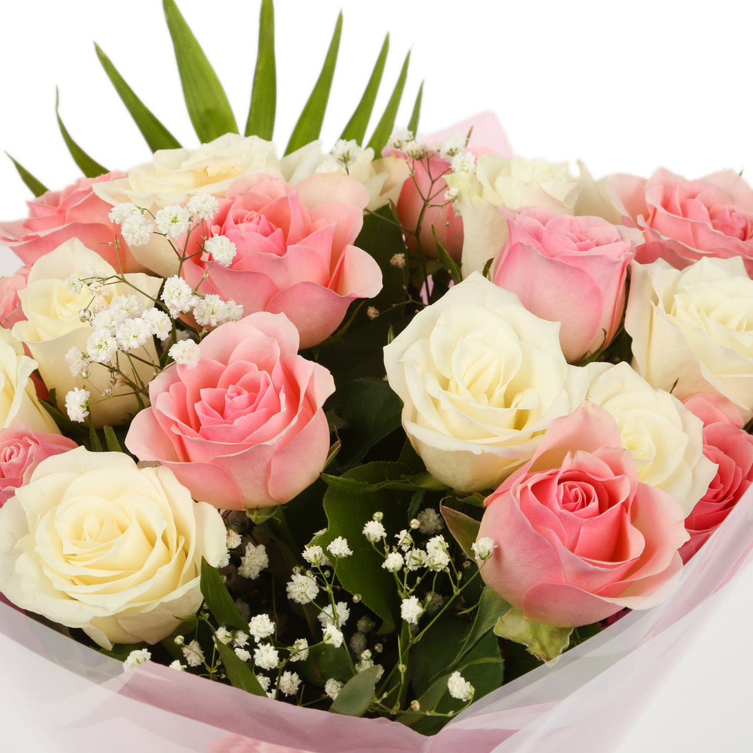 20 Sweet Pink & White Roses – Bouquetsbypost