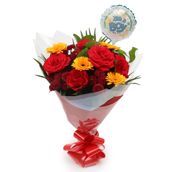 Its Boy Balloon & Red Sun Bouquet