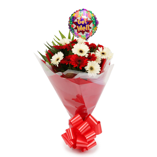 A Happy Gerbera Daisies Bouquet & Get Well Balloon