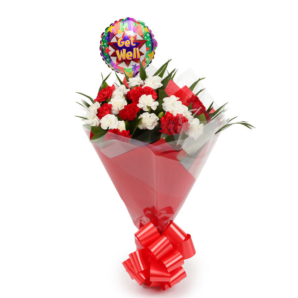 A Red Blooming Bouquet & Get Well Balloon