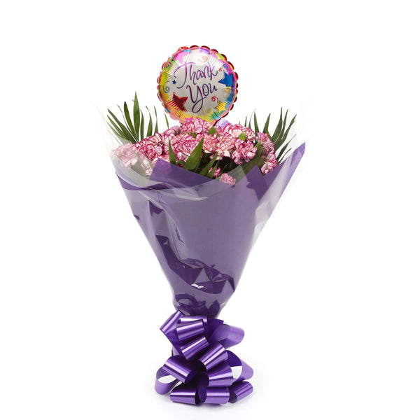 A Beautiful Purple Candy Carnations & Thank You Balloon