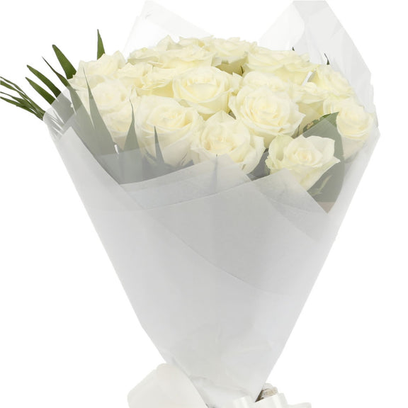 20 White Roses Bouquet – Bouquetsbypost